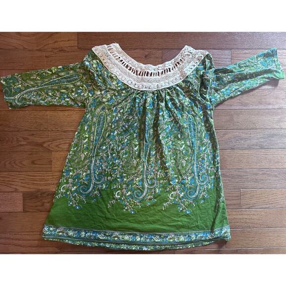 Meadow Rue by Anthropologie XS Boho crochet collar floral top - Picture 2 of 8